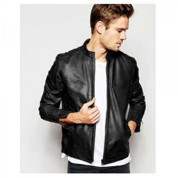 Black Faux Leather High Street Mens Jacket 